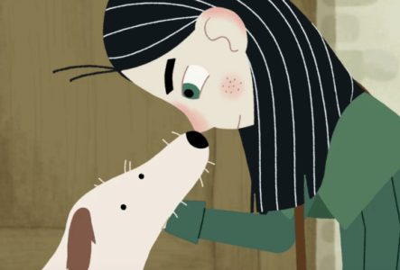 film MARY ANNING dessin d'une jeune fille près d'un chien