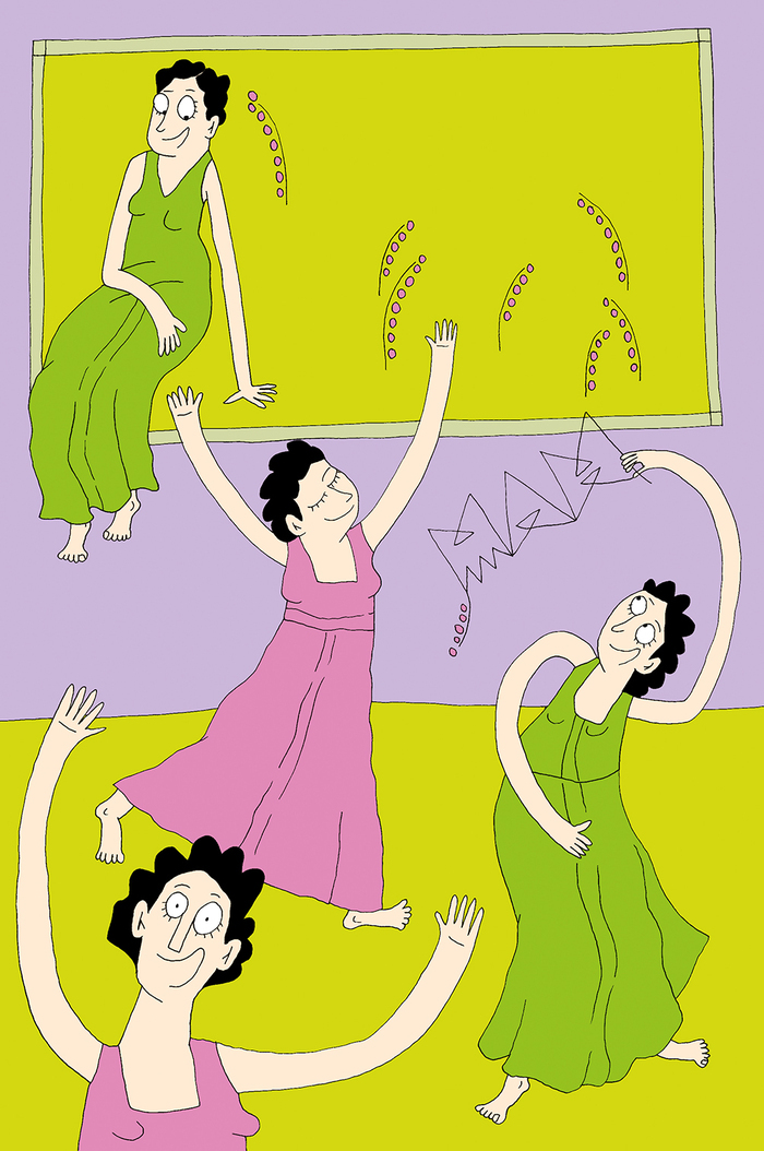 Dessin de danseuses sortant d'un tableau