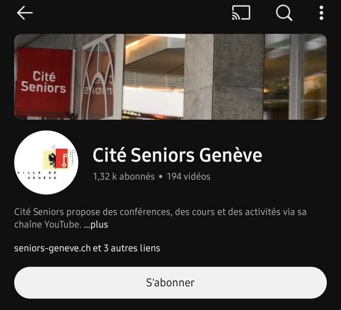 page youtube cité seniors