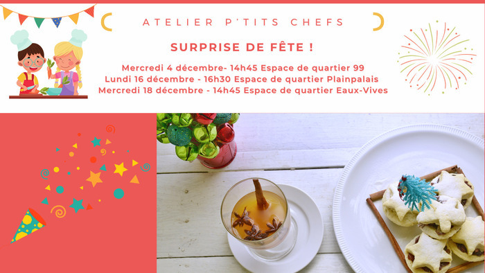 Dates et lieux des ateliers, photos de biscuits et boissons de Noël