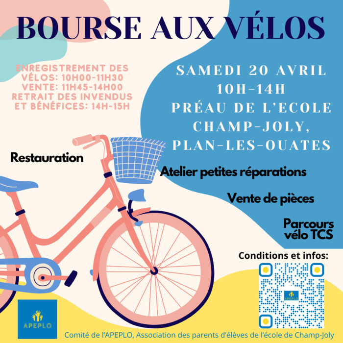 Bourse aux vélos du 20 avril 2024 à Plan-les-Ouates