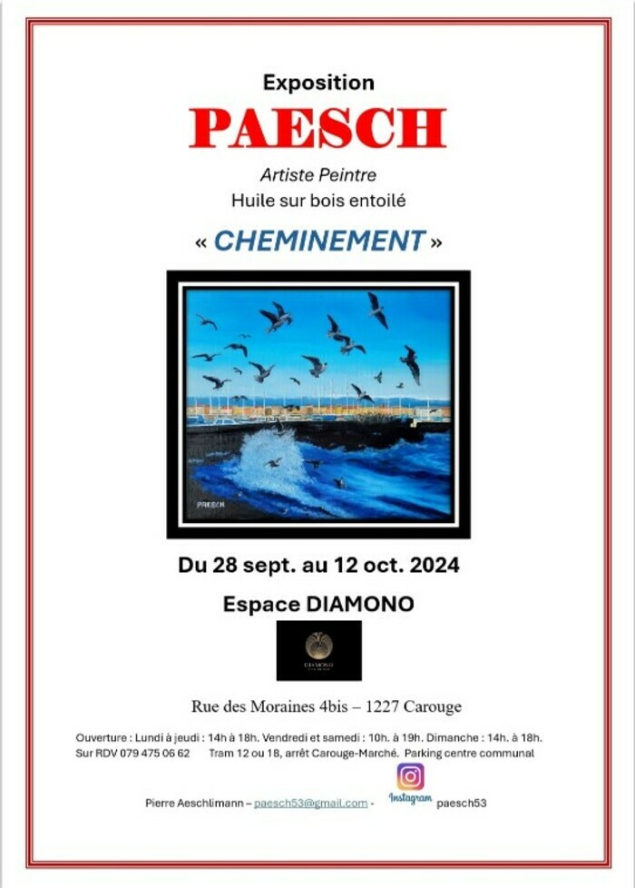 Flyer de l'exposition avec une image d'un tableau de PAESCH