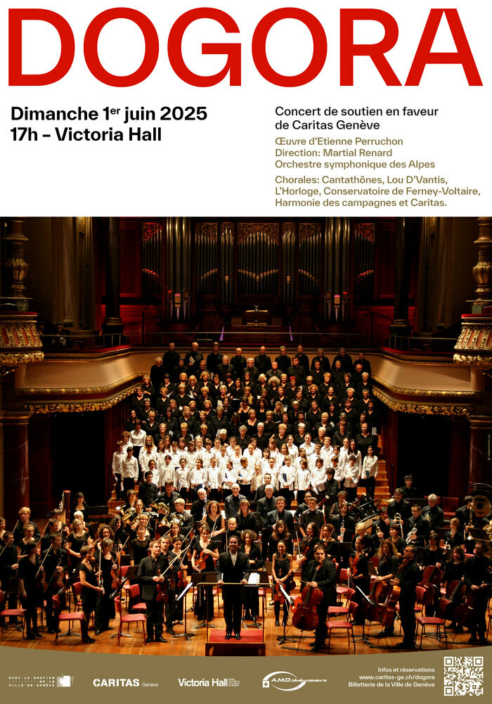 Affiche de la soirée avec l’Orchestre et la chorale au Victoria Hall