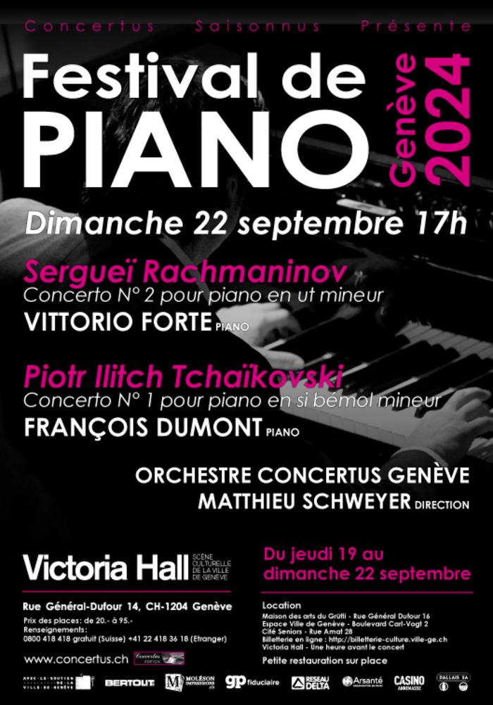 Festival de piano de Genève 2024; Orchestre Concertus Genève; Matthieu Schweyer, direction; Vittorio Forte, piano; François Dumont, piano; Victoria Hall, 22 septembre 2024