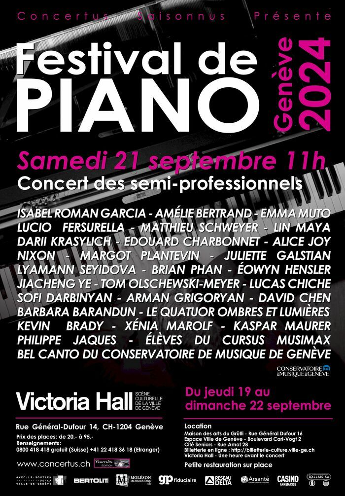 Festival de piano de Genève 2024: concert des semi-professionnels et amateurs