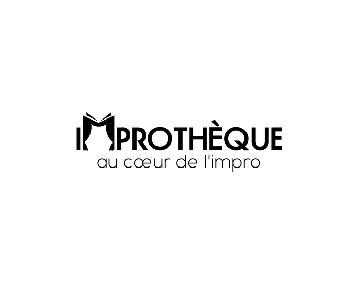 logo noir sur fond blanc improthèque, au coeur de l'impro