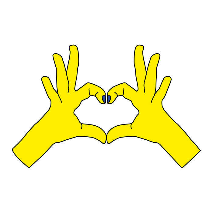 Illustration jaune coeur avec les mains