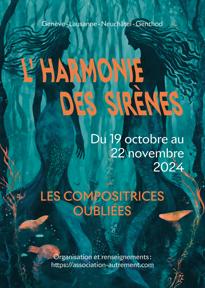 Affiche représentant les sirènes. Titre: L’harmonie des Sirènes – compositrices oubliées