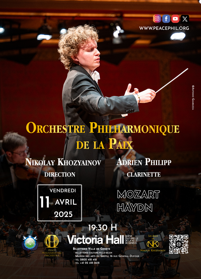 L’affiche du concert du 11 avril 2025 de l’Orchestre Philharmonique de la Paix, sous la direction du Maestro Nikolay Khozyainov