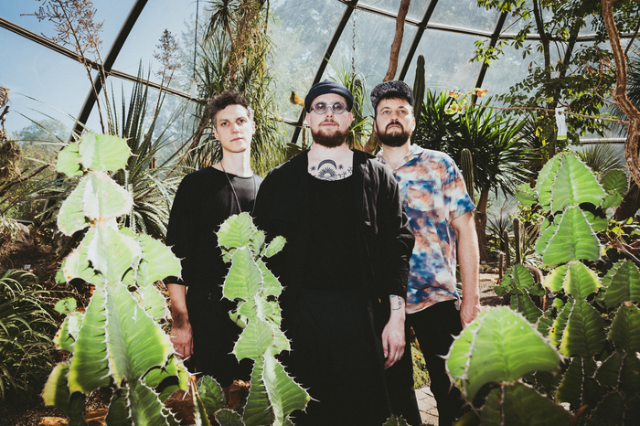 3 personnes sous une serre entre les cactus