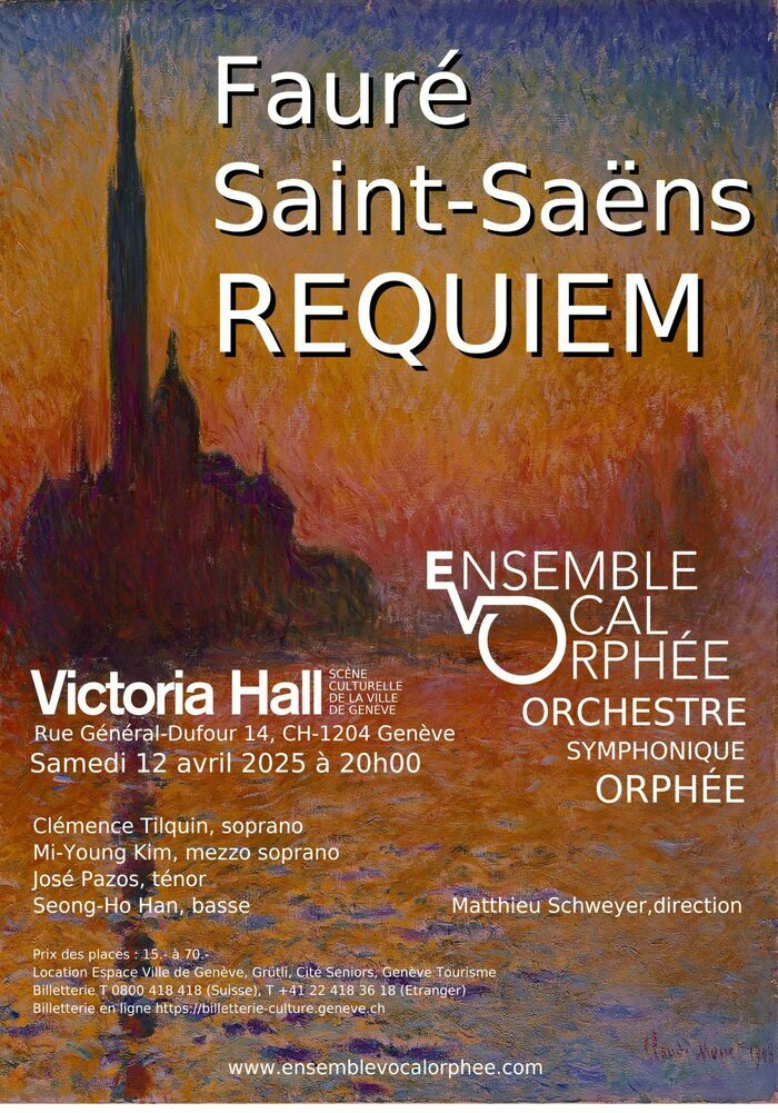 Affiche du concert Requiem de Fauré et Requiem de Saint-Saëns