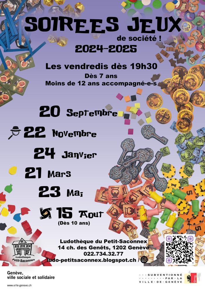 Flyer des soirées jeux 24-25