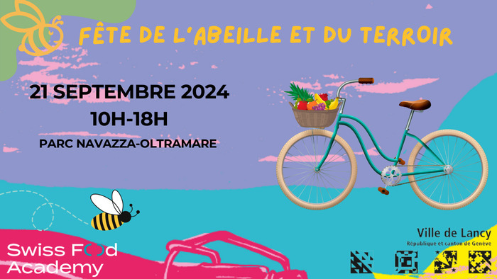 Affiche de la fête de l'abeille et du terroir avec le vélo à jus