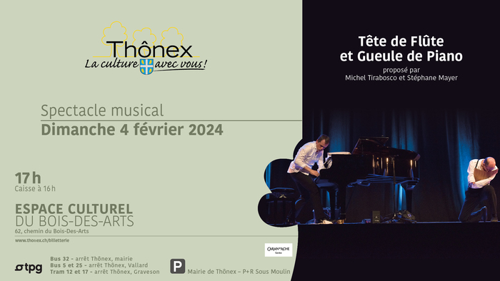 Informations sur le spectacle musical ainsi qu'une photo des deux musiciens sur scène.