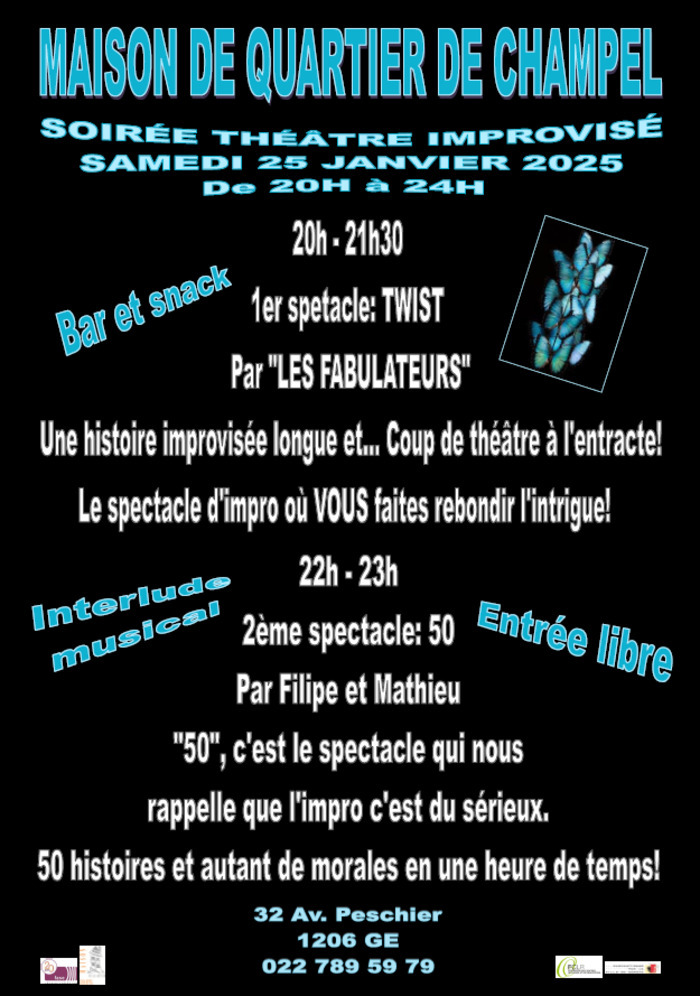 Affiche annonce spectacles improvisation MQC