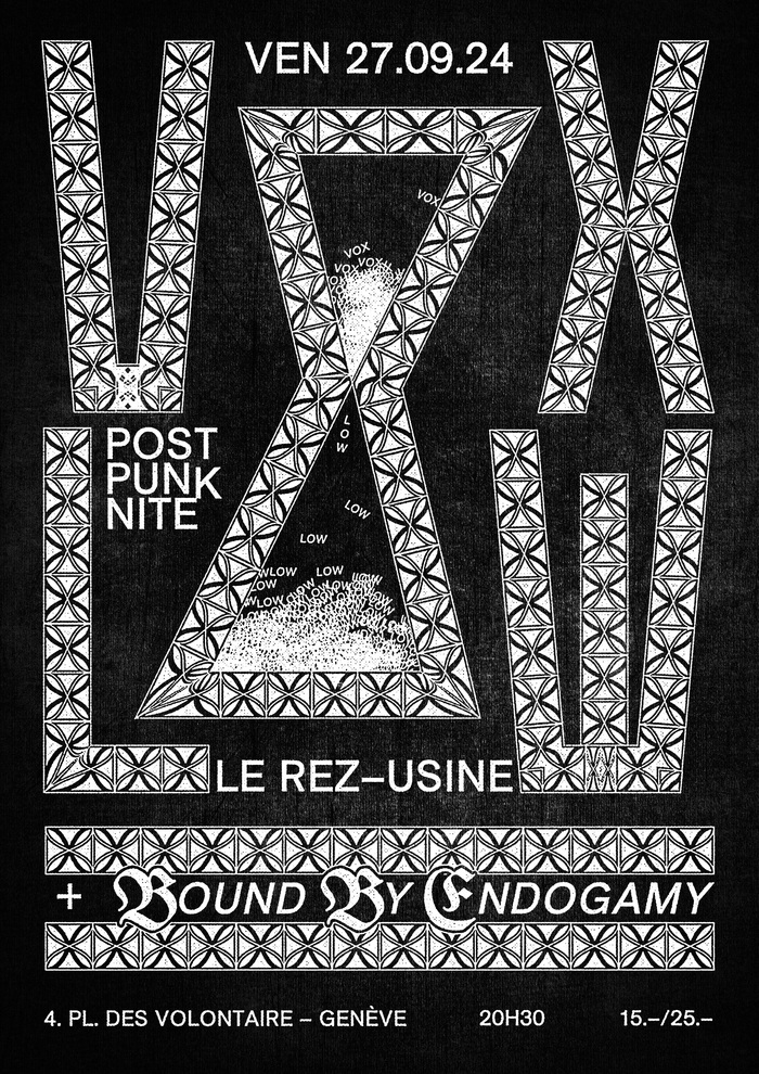 Affiche du concert de Vox Low et Bound by Endogamy au Rez-Usine