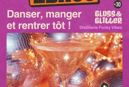 L'image est une affiche pour un événement ayant lieu tous les jeudis à la Distillerie de 18h00 à 23h00.

L'événement semble s'appeler "Gloss & Glitter" et promet une ambiance "Distillerie Funky Vibes".

Le slogan de la soirée est "Danser, manger et rentrer tôt !", ce qui suggère une ambiance festive mais avec une fin raisonnable.

L'affiche a une esthétique rétro-disco avec une image de cocktail entouré de boules à facettes, évoquant une soirée élégante et scintillante.

Enfin, l'événement est…