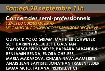 DR Photo d’un piano avec toutes les informations sur les artistes de ce jour.