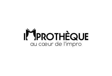 logo noir sur fond blanc improthèque, au coeur de l'impro