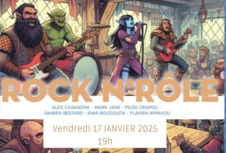 Personnages de Fantasy donnant un concert de rock.