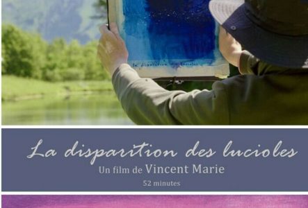 affiche du film avec une personne qui tient un tableau devant un paysage