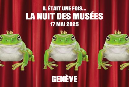 Trois grenouilles avec chacune une couronne sur la tête, ce qui fait référence au thème de cette année : Contes et légendes.