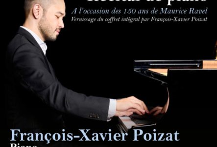 Affiche de la soirée, sur fond noir on voit au piano François-Xavier Poizat
et toute la programmation qui est prévue, au Victoria Hall, le 11 mars 2025 à 19h30.