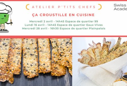 texte annonçant les dates des ateliers du mois de mars avec des images crackers aux graines